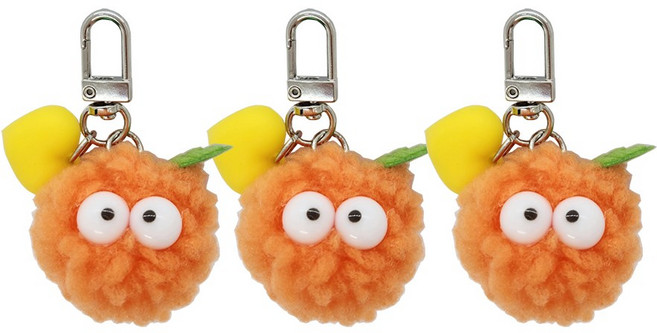 데일리스토어 감귤 폼폼 키링 3개입