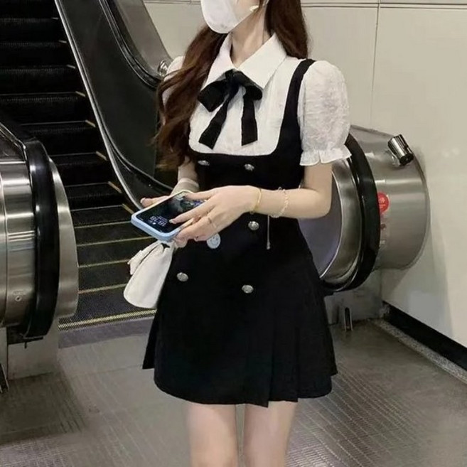 아이엠몽 여성 슬리밍 숏 퍼프 스커트 원피스