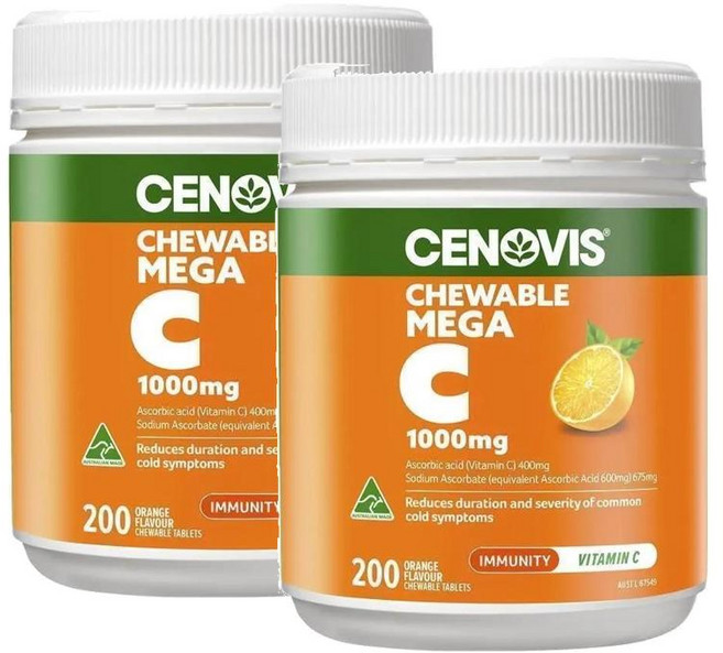 세노비스 메가 비타민C 포 이뮨 서포트 1000mg 오렌지맛 츄어블 Cenovis Mega Vitamin C, 2개, 200정