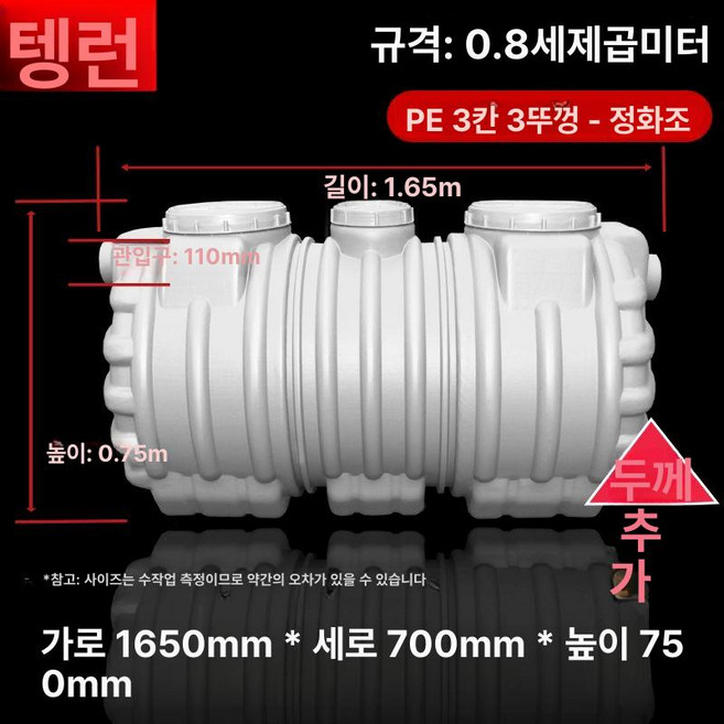 머스코 오수합병정화조 20인용 플라스틱 물탱크 FS13J25 오수받이, 1개, 기본 색상