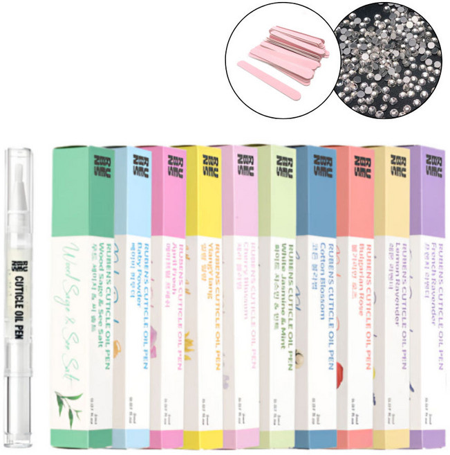 루벤스 휴대용 큐티클 오일펜 자스민민트 + 핑크화일, 1개, 2ml