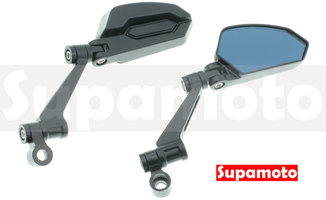 Supamoto M173 鋁合金防眩後照鏡 改裝通用款 適用裸把重車檔車, 1個, 一對二邊