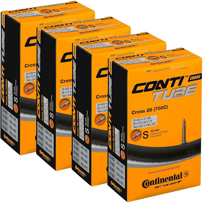 Continental Cross 28 700x32-47c Bicycle Inner Tube Bundle - 42mm Presta Valve 4 Pack w Decal, 1개