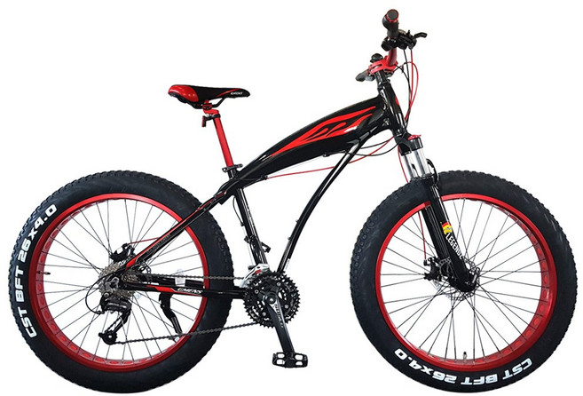 [국내배송]지멘스 팻바이크 레전드 26X4.0광폭 SHIMANO 27단 원터치 디스크 돌고래스타일 알루미늄차체, 블랙레드