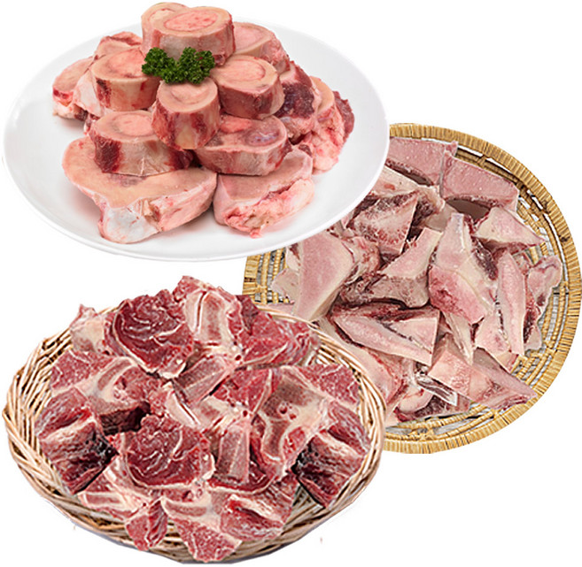 황금한우 한우 사골 우족 잡뼈 보신용 곰탕용 세트 총 3kg, 1개, 사골1kg+반골1kg+잡뼈1kg