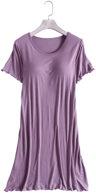 莫代爾帶胸墊短袖睡裙