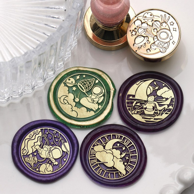 실링왁스 인장 스탬프 헤드 테마 스페이스 동물 빈티지 우주, S27 개구리 삼형제 (2.5cm)