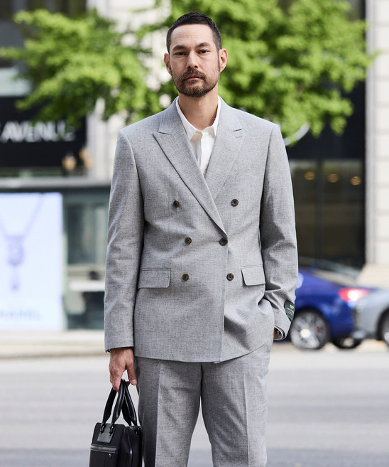 [STCO] 남성 ITALY MARLANE 울린넨 더블 수트 세트 클래식핏 그레이