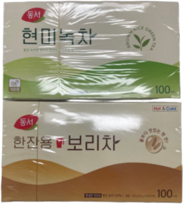 동서 현미녹차+한잔용 보리차, 150g, 1세트, 100개입, 1.5g