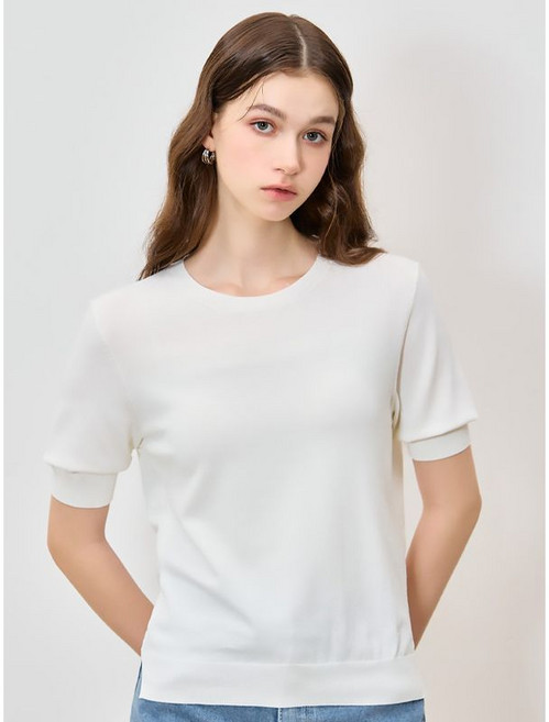 리스트 스윗캔디 라운드넥 반팔 니트 풀오버 택가격 118000원