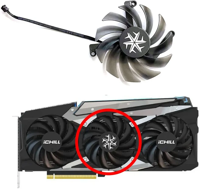 INNO3D RTX3070 3070Ti 3080 3080Ti 3090 ICHILL X4 OC 그래픽 카드에 적합한 새로운 85MM 4PIN CF-12915S, 02 1 FAN