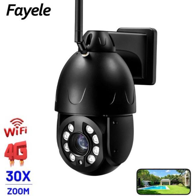 4K 8MP 야외 무선 WiFi 보안 LTE PTZ 카메라 SIM 30배 줌 자동 추적 컬러 투시경 양방향 오디오 IP, 04 4G 5MP Camera