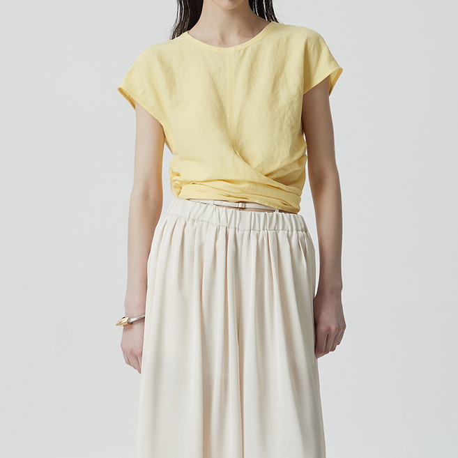 [컴젠] 여성 타이 볼륨 블라우스 L YELLOW