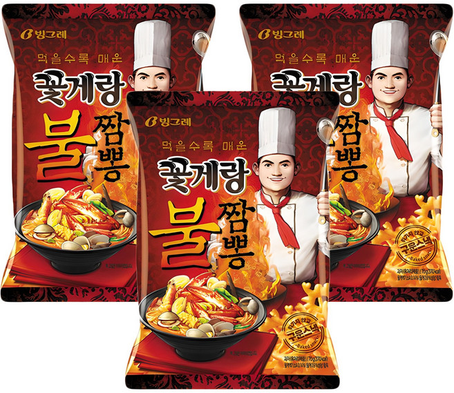 꽃게랑 불짬뽕맛, 70g, 3개입