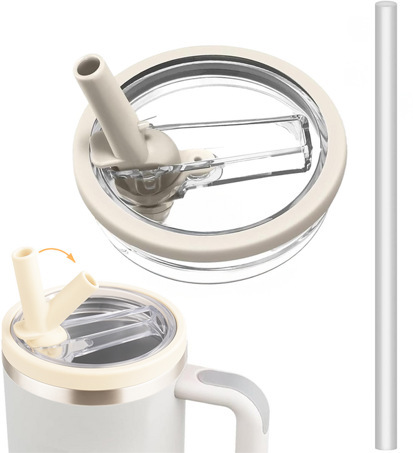 쿠마켓 텀블러 스트로우 실링 커버, 1개, 887ml, 아이보리