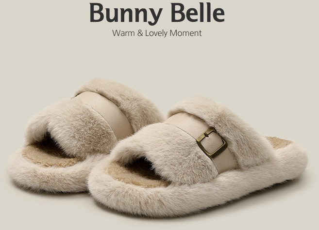 드리프 버니벨 토끼털 양털 버클 슬리퍼 겨울 퍼 안감 여자 털신발 실내화 방한 실내외 겸용