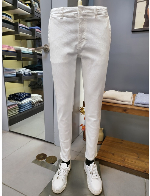 바쏘옴므 화이트 4WAY 면스판 캐주얼 데님 팬츠 WSZ1PS80A -3990