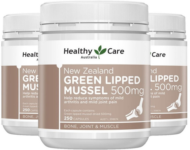 Healthy Care NEW ZEALAND GREEN LIPPED MUSSEL 헬씨케어 뉴질랜드 초록입홍합 500mg 250캡슐 3팩, 250정, 3개