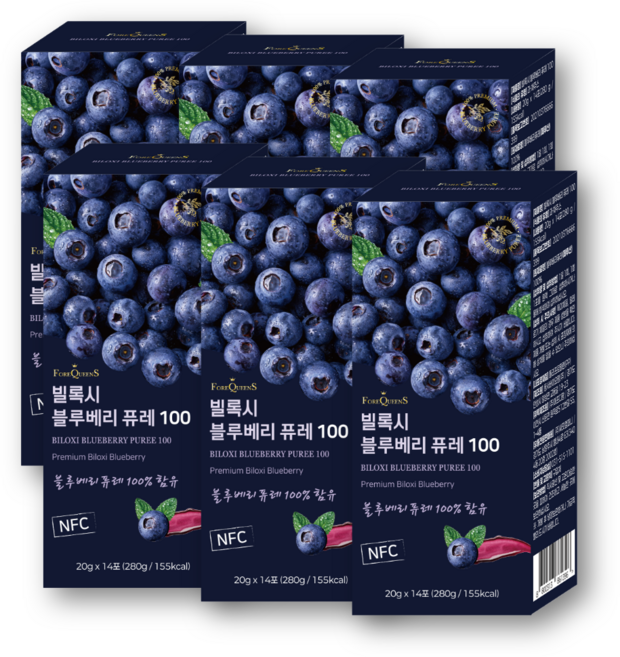 포어퀸즈 빌록시 블루베리 퓨레 100 스틱 14포, 280g, 6개