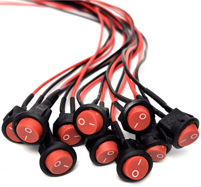 차량용 자동차 중형 스위치 전기 전원 버튼 똑딱이 토글스위치 터치스위치 10개 묶음, 중형 레드