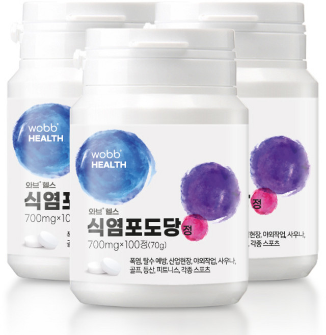 와브헬스 식염 포도당 정 스포츠 에너지 캔디 사탕 전해질 부족 보충제, 3개, 100정