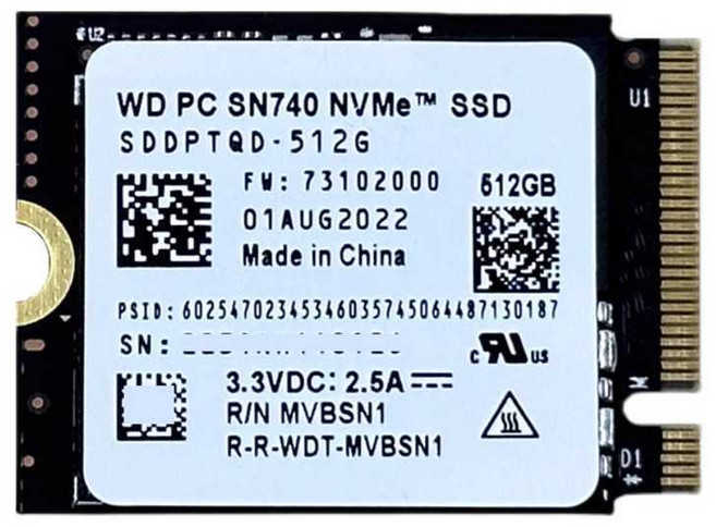 스팀덱 호환 교체 SN740 2230 M2 NVME SSD 1TB, 1개