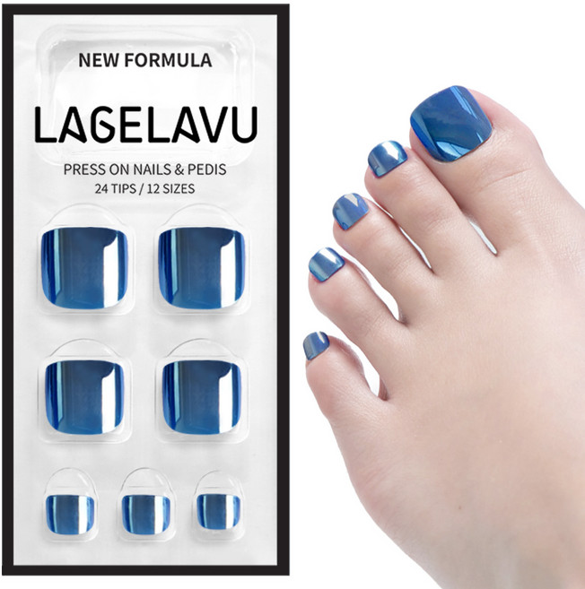 Lagelavu 라젤라부 패디팁 미러 코팅으로 반짝반짝 빛나는 패디큐어 붙이는 발톱, 15.빛나는 네이비, 1개