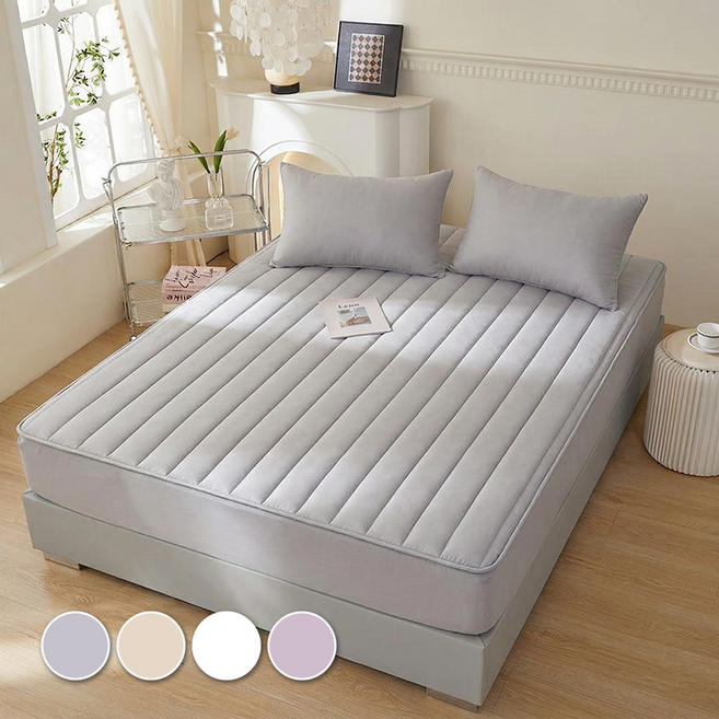 르몽스 먼지없는 알러지케어 침대패드 고정밴드형, 라이트그레이