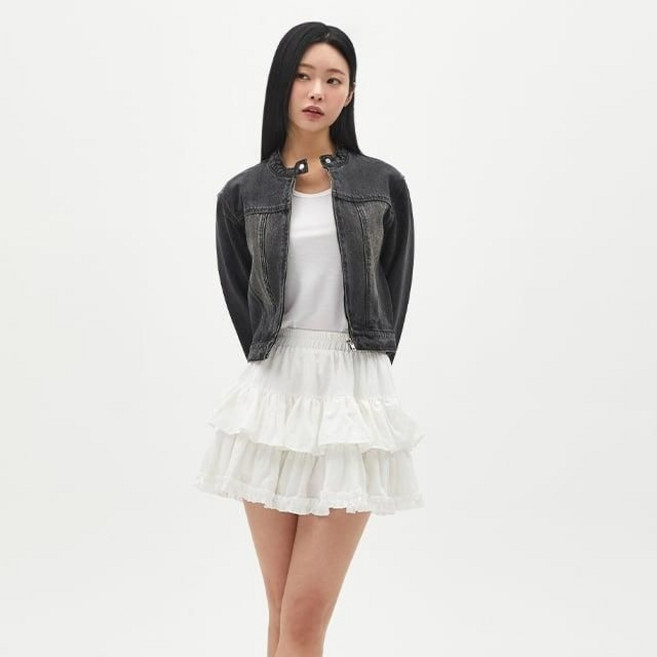 [백화점 홈쇼핑 정품] 랩 (SET-아우터) 워싱 바이커 크롭 자켓 AR1DZ260