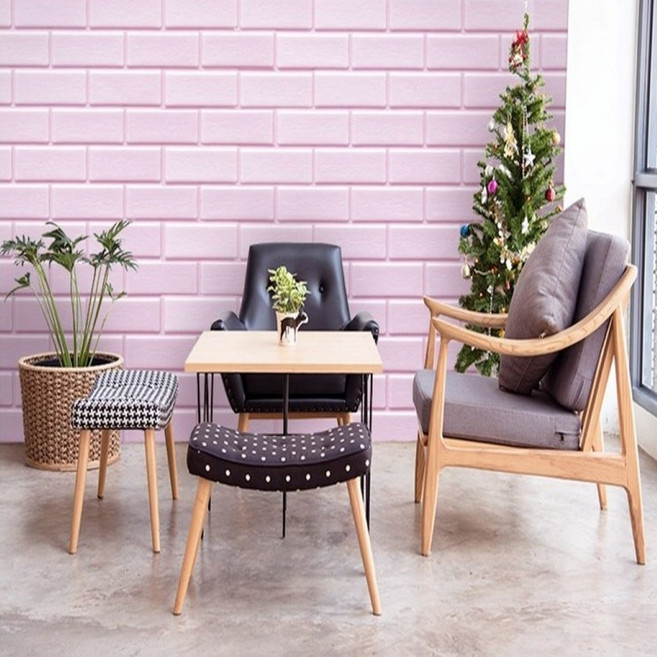 데코리아 DIY 생활방수 곰팡이 결로방지 보온 방한 프리미엄 접착식 폼블럭 30m모음, 1개, BLK-226 모노 타일 핑크