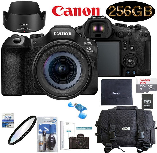 CANON EOS R6 Mark III 24-105 STM KIT+256GB+정품후드+정품대형가방+kenko UV필터+보호필름+리더기+크리닝킷+블랙포켓융 풀패키지