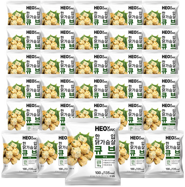 허닭 닭가슴살 한입 큐브 깻잎 100g, 30개