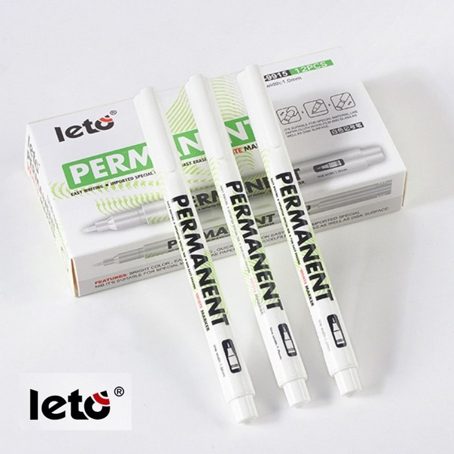 레토 얇은 1mm 페인트 마카펜 고급형 마킹펜 아크릴 유리 보드 유성 마커펜 화이트, 화이트 1mm 6개