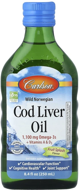 칼슨 노르웨이 자연산 대구 간유 과일 스플래시 250ml, 5개 - 쿠팡