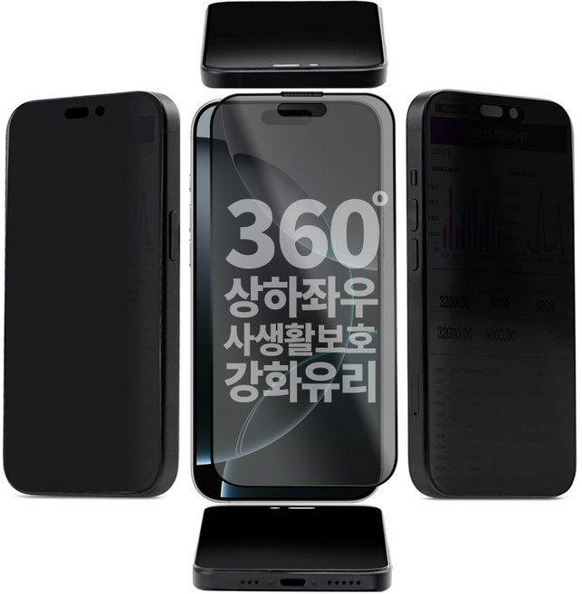 넥스트모바일 아이폰 16 360도 전방향 사생활보호 풀커버 강화유리 액정보호필름, 1개