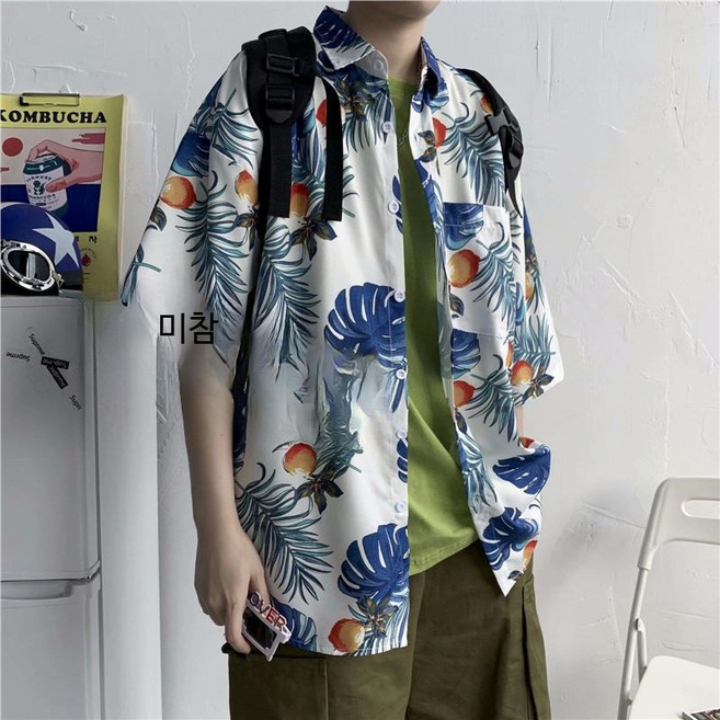 하와이안셔츠 여름 남방 빅사이즈 남자 오버핏 커플 B