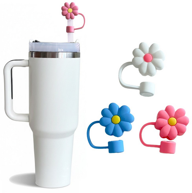 실리콘 텀블러 빨대 마개 10mm 세트, 1세트, 꽃세트