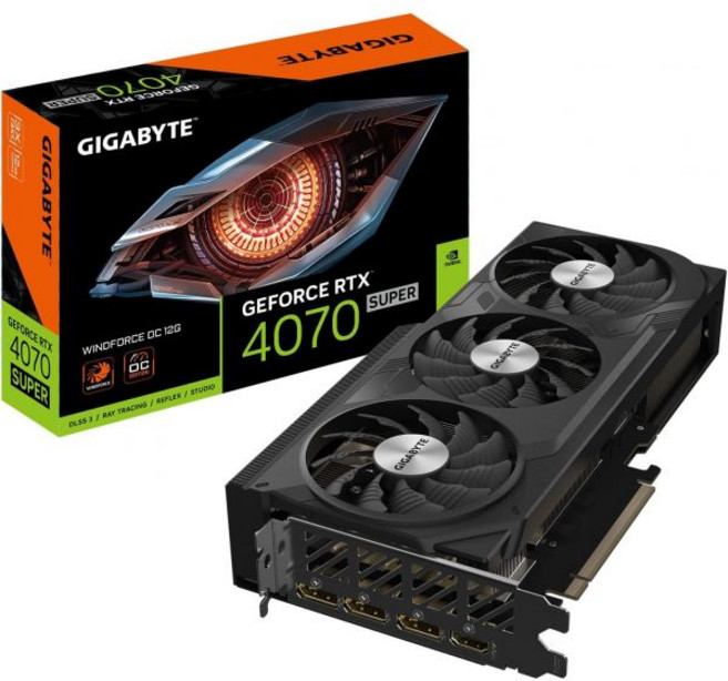 기가바이트 지포스 RTX 4070 슈퍼 윈드포스 OC 12G 그래픽 카드 3배 팬 12GB 192비트 GDDR6X GVN407SWF3OC12GD 비디오