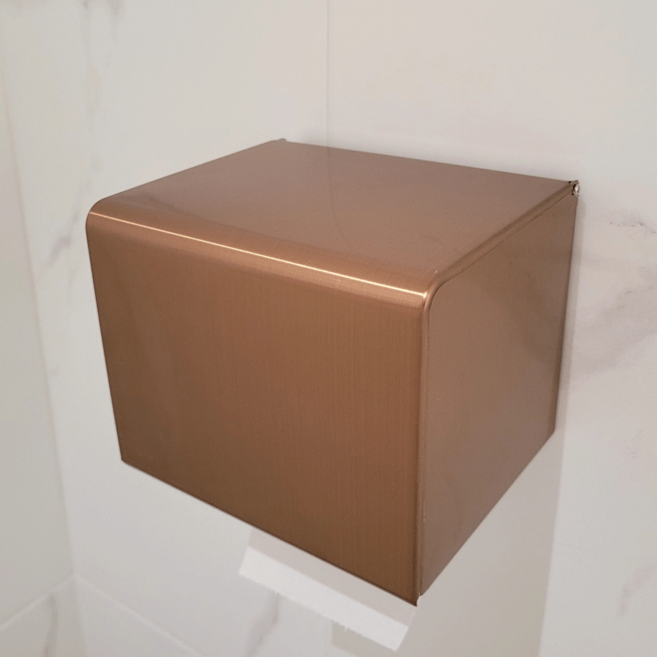 무광 로즈골드 화장지 케이스 핸드타올 스텐 디스펜서 무타공 벽부착 접착식 휴지걸이, 1)스텐 휴지 케이스, 1개, 무광로즈골드