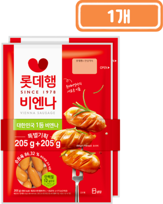 롯데햄 비엔나 특별기획 2봉지, 1개, 205g
