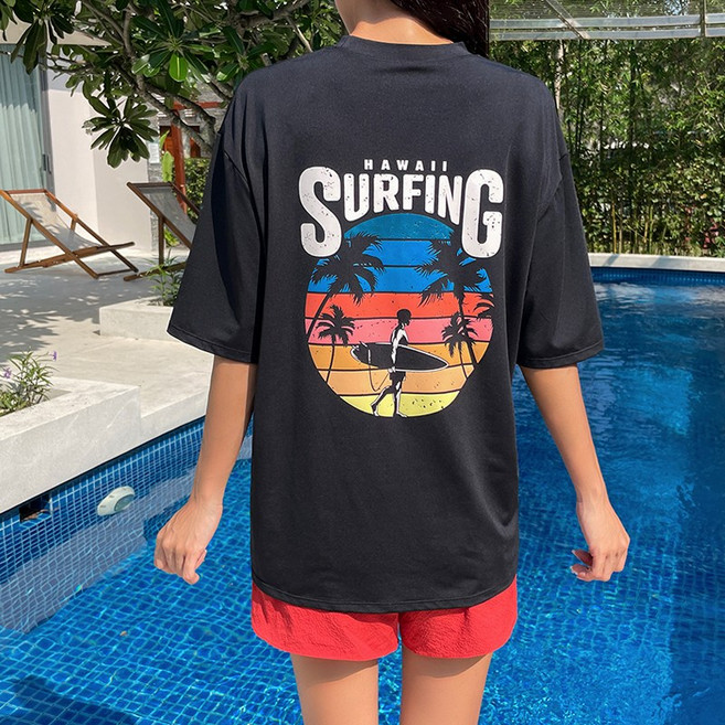 여성 래쉬가드 수영복 상의 반팔 루즈핏 SW19766F여성 래쉬가드 수영복 상의 반팔 루즈핏 SW19766F여성 래쉬가드 수영복 상의 반팔 루즈핏 SW19766F여성 래쉬가드 수영, 블랙/L[95~100]