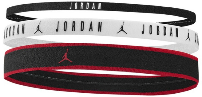 조던 엘라스틱 3PK 헤어밴드, 블랙+화이트+레드, 3개
