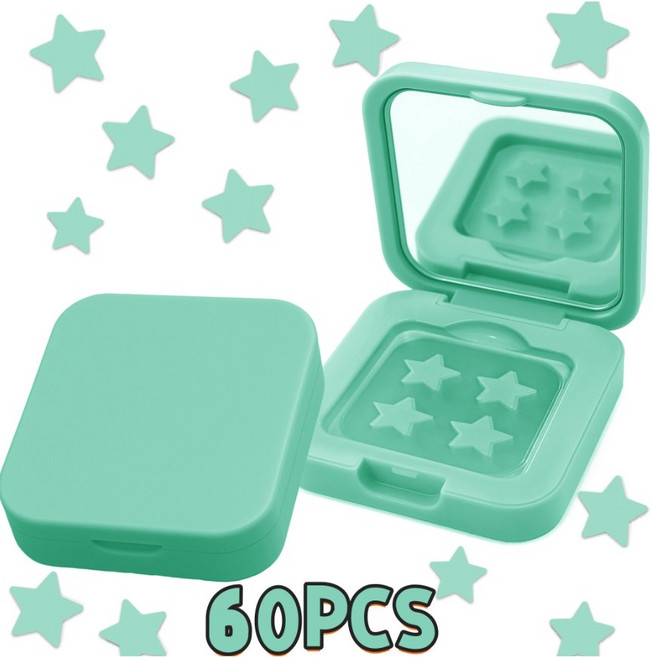 별모양 여드름패치 트러블패치 60개입 거울케이스 내장 판타지컴퍼니 민트색 별여드름패치, 1개