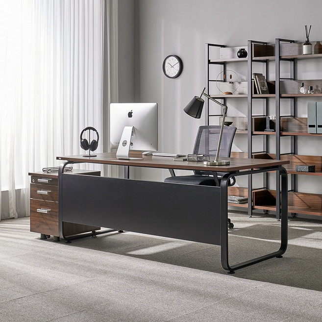 데임 A형 B형 LPM 25T책상 라이트월넛 컴퓨터책상 1200 1400 1600 1800, 화이트프레임/라운드/라이트월넛