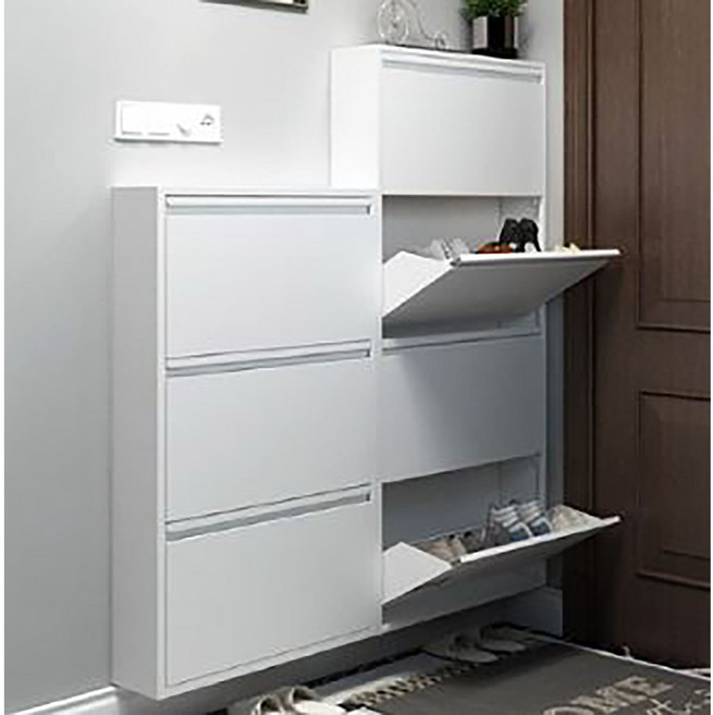 누볼라 틈새 좁은 폴딩 현관 사무실 신발장 diy, 화이트, 4단