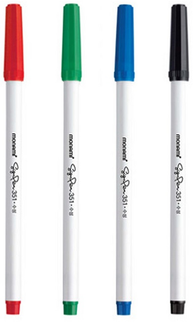 모나미 싸인펜 351, 흑색 12개+청색 12개+적색 12개+녹색 12개, 1세트