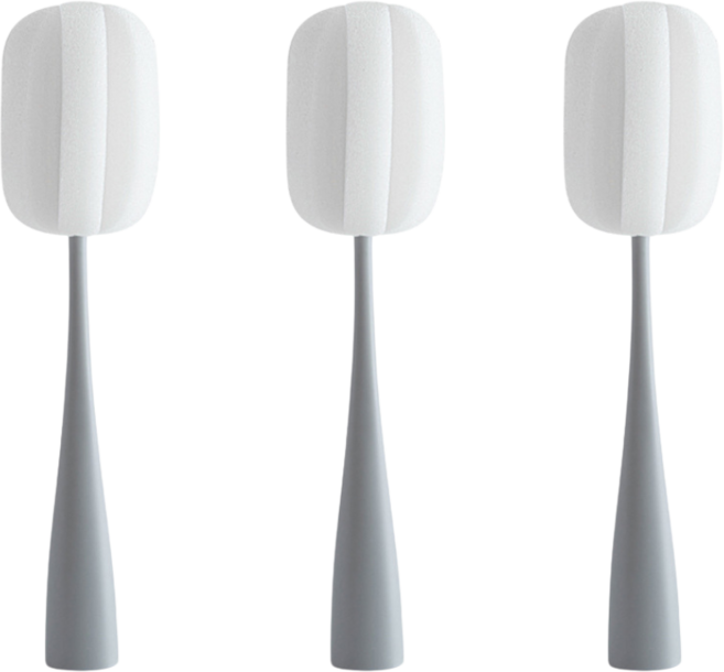 클린스탠드 세워지는 젖병솔 물병 텀블러 세척솔, 그레이, 3개