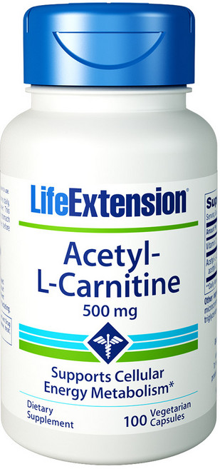 LIFE EXTENSION 乙醯左旋肉鹼素食膠囊 500mg, 100顆, 1個