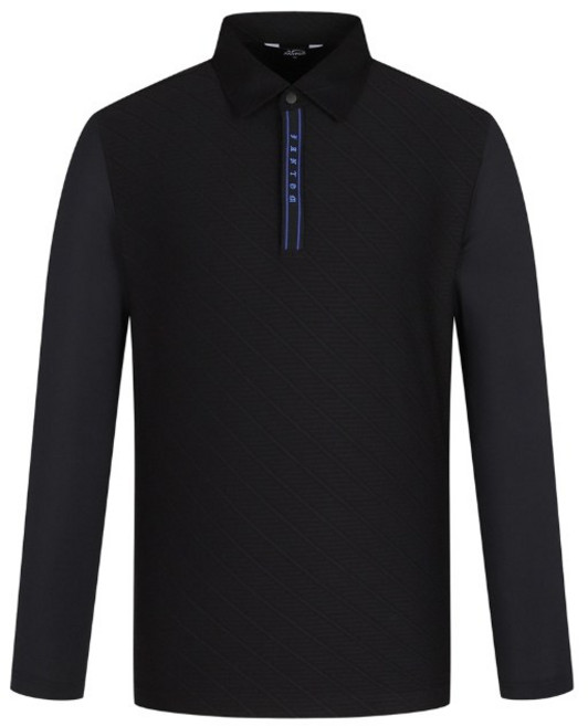 팬텀 봄 남성 사선 자가드 소매 냉감 카라 긴팔티셔츠 211E1TO210_BK