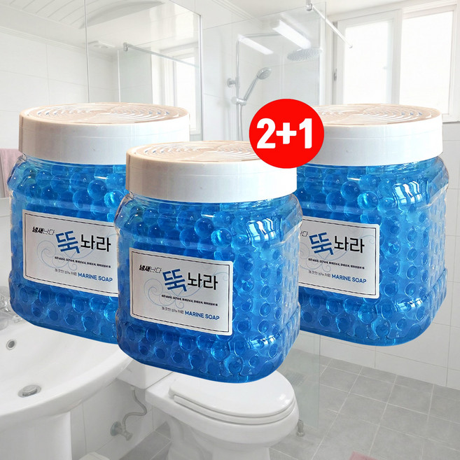 [2+1] 소셜마트 뚝놔라 탈취제 화장실 고체 탈취제 집안 방 담배냄새 제거 마린소프, 2개, 1.2kg